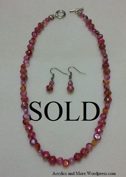 Deep Pink Iridescent with Earrings