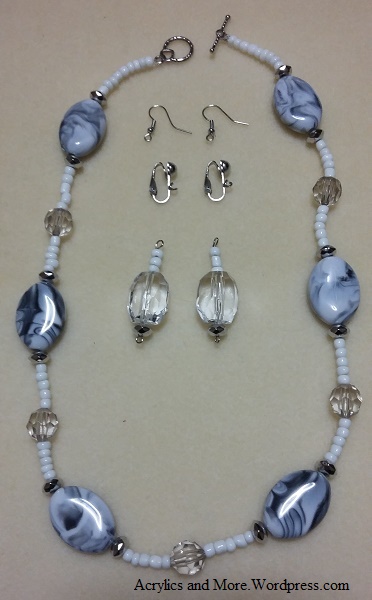 Marble &amp; White w Opt Earrings